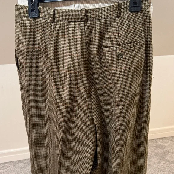 Lauren Ralph Lauren High Waisted pleated Houndstooth Pants Trousers lined wool - Picture 5 of 12